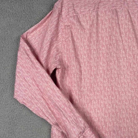 Ted Baker London Mens Button Down Shirt Size 5 43 Chest Pink Geometric - Picture 9 of 16